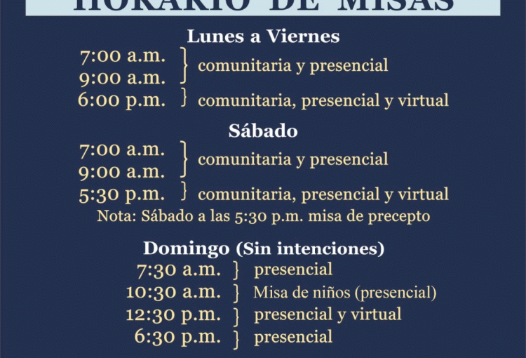 Horarios de misas - Parroquia de Fátima