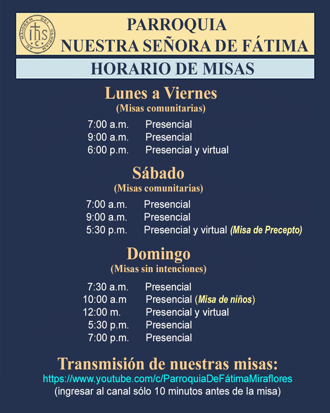 Horario de nuestras misas